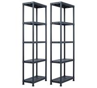 RMIHSJG 2 scaffali in plastica, colore nero, 125 kg, portata 60 x 30 x 180 cm, scaffali in plastica, per conservazione, libri o decorazioni, robusto scaffale da esposizione per interni ed esterni