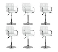 RMIHSJG 6 sedie girevoli da sala da pranzo in ecopelle bianca con molla a gas regolabile in altezza, moderna sedia girevole con telaio in acciaio cromato, per cucina e sala da pranzo, ergonomiche