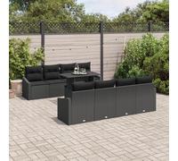 RMIHSJG 7 pezzi Set divano da giardino con cuscino nero polyrattan, gruppo di mobili per esterni per terrazza e balcone, resistente alle intemperie e confortevole. Questo titolo soddisfa tutte le