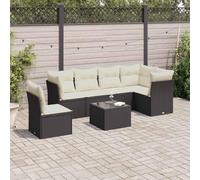 RMIHSJG 7 pezzi Set divano da giardino in polyrattan nero con cuscino, tavolo e spazio di archiviazione - mobili in rattan PE resistente alle intemperie **Dichiarazione di ottimizzazione