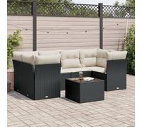 RMIHSJG 7 pezzi Set divano da giardino in polyrattan nero con cuscino, tavolo e spazio di archiviazione - mobili in rattan PE resistente alle intemperie **Dichiarazione di ottimizzazione