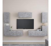 RMIHSJG 7-TLG. Set di mobili per TV, grigio cemento, in legno e legno