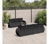 RMIHSJG 8 pezzi Set divano da giardino in polyrattan nero con cuscino, tavolo e spazio di archiviazione - mobili in rattan PE resistente alle intemperie **Dichiarazione di ottimizzazione:** 1