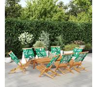 RMIHSJG 8 sedie da giardino pieghevoli in legno di acacia e tessuto verde, robuste e resistenti alle intemperie, per terrazze, balconi, pratiche sedie pieghevoli con braccioli, facili da riporre