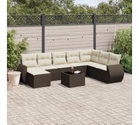 RMIHSJG 9 pezzi Set divano da giardino con cuscino marrone polyrattan, design modulare con spazio di archiviazione e rivestimenti rimovibili, mobili da terrazza resistenti alle intemperie. Questo