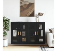 RMIHSJG Armadietti a Parete 2 pz Neri in Legno Multistrato con Ante in Vetro, Design Moderno per Interni, Ampio Spazio di Archiviazione, Montaggio a Parete Facile, Materiale Robusto