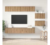 RMIHSJG Armadietti per TV, 8 pezzi, fatti a mano, in legno di rovere, TV, TV, armadio, consolle con cassetti