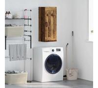 RMIHSJG Armadio da parete in legno antico, 34,5 x 34 x 90 cm, in legno con tre ripiani e scomparto nascosto per conservazione, design sottile e maniglie moderne, salvaspazio e stabile