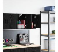 RMIHSJG Armadio da parete per garage, 2 pezzi, in legno nero, per attrezzi con scomparto spazioso e pratica porta, ideale per garage, ufficio e officina, robusto