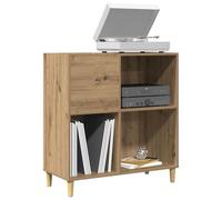 RMIHSJG Armadio in legno di quercia Artisan, 84,5 x 38 x 89 cm, per conservare dischi in vinile, con piano superiore stabile e gambe in legno, utilizzabile in 4 scomparti come vetrina