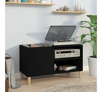 RMIHSJG Armadio in legno nero, 84,5 x 38 x 48 cm, con spazio per dischi in vinile e piastra superiore stabile per giradischi, ideale come contenitore in vinile