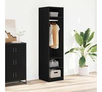 RMIHSJG Armadio nero 50 x 50 x 200 cm in legno con 3 piccoli scomparti e 1 grande scomparto con asta sospesa, robusto armadio per abiti e accessori