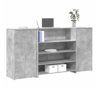 RMIHSJG Banco reception, grigio cemento, 200 x 50 x 103,5 cm, materiale in legno con bancone integrato e armadio per organizzazione ufficio e arredamento professionale