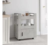 RMIHSJG Carrello da cucina grigio cemento, 60 x 45 x 80 cm, materiale in legno con 2 ripiani e 1 scomparto e 4 ruote per spazio e mobilità, materiale durevole per l'organizzazione della cucina