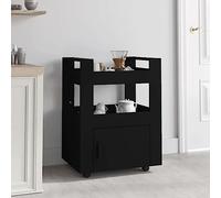 RMIHSJG Carrello da cucina nero 60 x 45 x 80 cm, materiale in legno con 2 ripiani e 1 scomparto, 4 ruote per una facile mobilità e conservazione, materiale durevole per l'organizzazione della cucina
