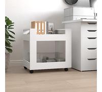 RMIHSJG Carrello da ufficio bianco 60 x 45 x 60 cm in legno con 2 scomparti aperti e 4 ruote per spazio e mobilità, ideale per ufficio e cucina come pratico contenitore arrotolabile e organizer.