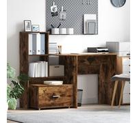 RMIHSJG Cassettiera in legno di quercia affumicata MDF con impiallacciatura, moderna con quattro ruote per ufficio e soggiorno, organizer, naturale