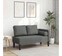 RMIHSJG Chaise longue con cuscino in tessuto grigio scuro - Comodo rinnovamento in tessuto di poliestere resistente con telaio in legno per un comfort ottimale ed elegante design del soggiorno