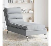 RMIHSJG Chaise longue con cuscino, tessuto grigio chiaro, set da 4 pezzi, resistente rivestimento traspirante, gambe in metallo cromato per stabilità, elegante e moderno complemento per il soggiorno,