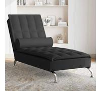 RMIHSJG Chaise longue massaggiante con cuscino cervicale in tessuto nero, funzione di vibrazione e gambe in metallo per stabilità e relax