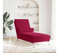 RMIHSJG Chaise longue massaggiante con cuscino cervicale in velluto vinaccia, 1 punto di massaggio, funzione vibrazione e gambe in metallo cromato per stabilità, cavo USB incluso