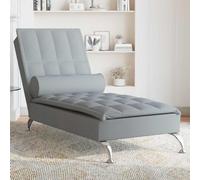 RMIHSJG Chaise longue massaggiante con cuscino cervicale, tessuto grigio chiaro, funzione di vibrazione e 1 punto di massaggio per rilassamento, resistente e traspirante, gambe in metallo