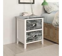 RMIHSJG Comodini 2 pezzi con 2 cassetti grigio e bianco, design semplice come tavolino o tavolo per telefono, robusto spazio in compensato e legno Paulownia, facile da pulire