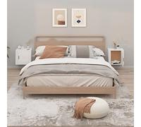 RMIHSJG Comodini da parete, 2 pezzi, bianco, 50 x 30 x 47 cm, in legno con spazio di archiviazione e piano superiore stabile, per montaggio a parete e design della stanza