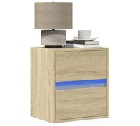 RMIHSJG Comodini da parete con illuminazione a LED, 2 pezzi, rovere Sonoma, controllo luce RGB, design salvaspazio con 2 cassetti, materiale in legno per una lunga stabilità, montaggio a parete,