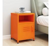 RMIHSJG Comodino arancione 35 x 35 x 51 cm in acciaio con 1 ripiano aperto e 1 porta per spazio di archiviazione, tavolino moderno con livellatori e struttura in acciaio per soggiorno o camera da