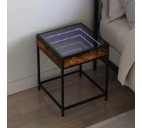 RMIHSJG Comodino con illuminazione a LED infinito, 40 x 40 x 51 cm, illuminazione LED RGB con connettore USB, struttura in metallo industriale, piano stabile e moderno