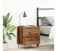 RMIHSJG Comodino in legno anticato 40 x 35 x 50 cm, in legno con due cassetti, spazio rustico e struttura stagionata per camera da letto