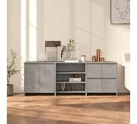 RMIHSJG Credenza 3 Pezzi Grigio Cemento in Legno Multistrato Set Armadietti Laterali con Ante e Ripiani Mobili Soggiorno Cucina Ampio Spazio Archiviazione Robusta Struttura