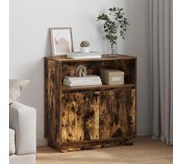 RMIHSJG Credenza a LED in legno MDF, 71 x 34,5 x 75 cm, con due scomparti e scaffale, moderna credenza in rovere per sala da pranzo, soggiorno, design elegante, molto spazio