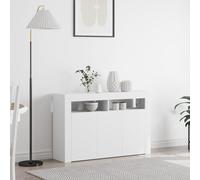 RMIHSJG Credenza bianca moderna con illuminazione a LED 116 x 30 x 75 cm Bianco Engineered Wood 8 scomparti