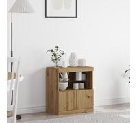 RMIHSJG Credenza con luci a LED Artisan, rovere 60 x 37 x 67 cm, moderno buffet con due ampi scomparti e ripiano in vetro per sala da pranzo, soggiorno