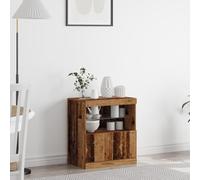 RMIHSJG Credenza con luci a LED, in legno anticato 60 x 37 x 67 cm, buffet rustico, con ripiano in vetro e due ampi scomparti per sala da pranzo, soggiorno, spazio di archiviazione