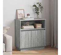 RMIHSJG Credenza Grigio Sonoma con Luci LED Integrate 71x34,5x75 cm in Legno Ingegnerizzato MDF, Design Moderno per Soggiorno e Sala da Pranzo, Ampio Spazio con Porte Scorrevoli