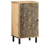 RMIHSJG Credenza in Legno Massello di Mango 40x33x75 cm con Gambe in Ferro, Design Retrò e Motivi Floreali Intagliati a Mano, Mobile Laterale per Soggiorno, Ampio Spazio Portaoggetti