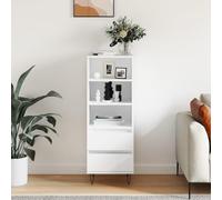 RMIHSJG Credenza Moderna in Legno Multistrato con 3 Scomparti e 2 Cassetti, Struttura Robusta e Design Industriale, Colore Bianco, Dimensioni 40x36x110 cm, Ideale per Soggiorno