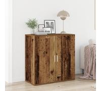 RMIHSJG Credenza rustica in legno vecchio 79 x 38 x 80 cm con finitura resistente alle intemperie e due ampi scomparti per uno spazio ottimale - Robusto buffet in legno con ante a cerniera