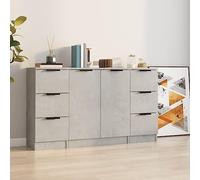 RMIHSJG Credenze, 3 pezzi, grigio cemento, materiale in legno con fascino minimalista, facile da pulire e multifunzionale, come armadio per console o mobile con ampio spazio di archiviazione