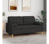 RMIHSJG Divano a 2 posti con cuscino decorativo nero, 140 cm, in tessuto dal design moderno, per soggiorno, mobili rimovibili, comodo, struttura in metallo resistente