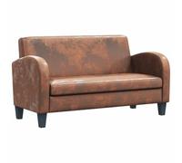 RMIHSJG Divano a 2 posti, effetto camoscio, marrone, comodo divano in ecopelle con struttura in legno massiccio, spessa imbottitura in schiuma per il comfort, elegante design classico, semplice