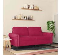 RMIHSJG Divano a 2 posti in rosso vino, 140 cm, in morbido tessuto di velluto con robusto telaio in metallo per stabilità e comfort, comoda imbottitura per il relax, design moderno