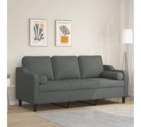 RMIHSJG Divano a 3 posti con cuscino decorativo, grigio scuro, 180 cm, tessuto dal design moderno, rivestimenti rimovibili, struttura in metallo, comoda imbottitura, durevole, traspirante, resistente