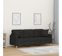 RMIHSJG Divano a 3 posti con cuscino decorativo nero, 180 cm, in tessuto dal design moderno, resistente e traspirante, struttura in metallo, comoda imbottitura