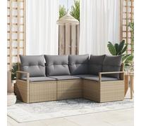 RMIHSJG Divano angolare da giardino, 3 pezzi, beige, grigio, rattan, poliestere, grande, per esterni, design modulare, resistente alle intemperie