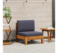 RMIHSJG Divano centrale con cuscino grigio scuro in legno massello di acacia per giardino e terrazza, centralino modulare con cuscino imbottito, resistente alle intemperie, per esterni, durevole