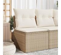 RMIHSJG Divano da giardino senza braccioli con cuscino beige polyrattan, design modulare con rivestimento rimovibile per una seduta comoda, robusto telaio in acciaio e rattan PE resistente alle
